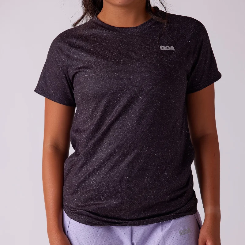 Women's Vapor Lite Tempo SS Tee - Heather Black Stylish Women's Neon