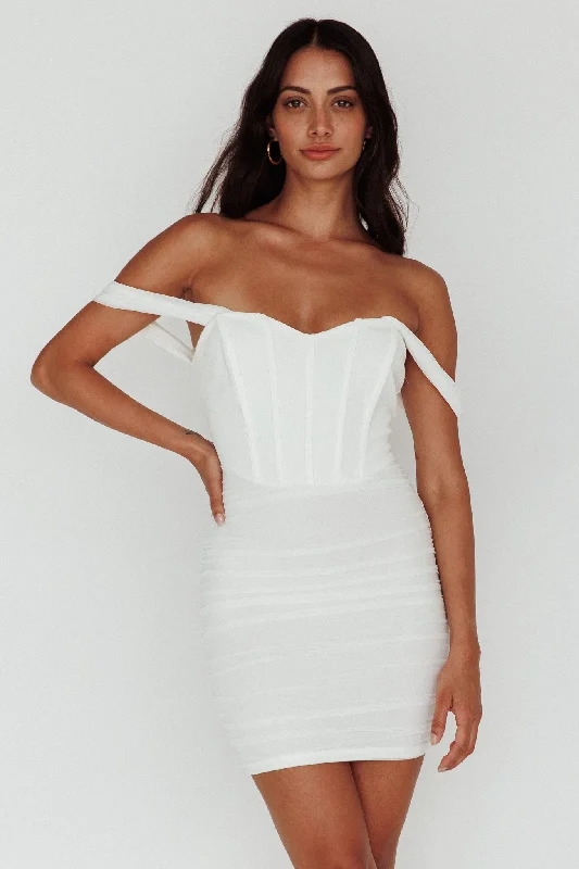 Santana Off-Shoulder Corset Mini Dress Ivory garde