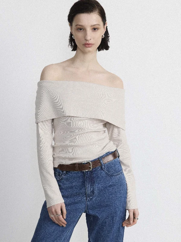 The Off Shoulder Top in Grey Cool Women's Distressed