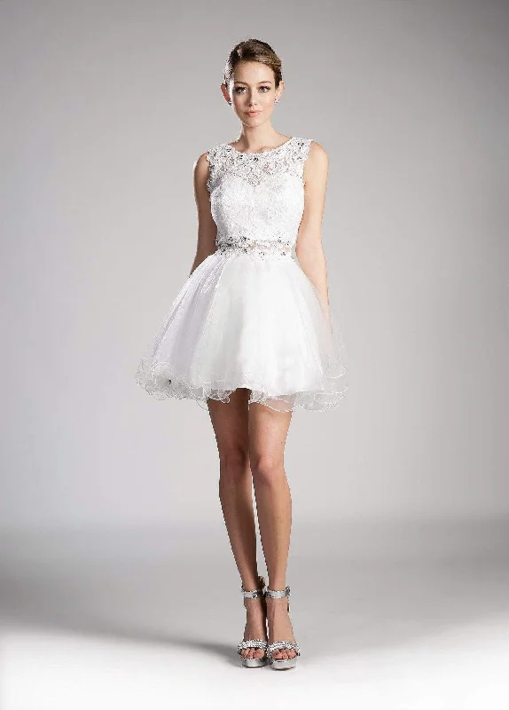 Cinderella Divine - CD0117 Sleeveless Lace Bodice Tulle A-Line Cocktail Dress Street Cinderella Divine - CD0117 Sleeveless Lace Bodice Tulle A-Line Cocktail Dress Street