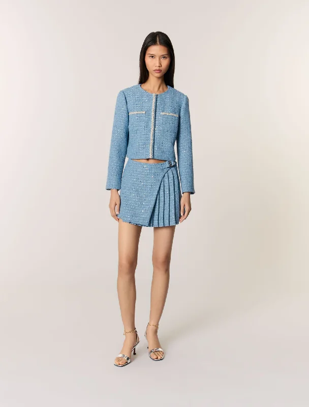 Short sequin tweed jacket Casual Women's Japanese 