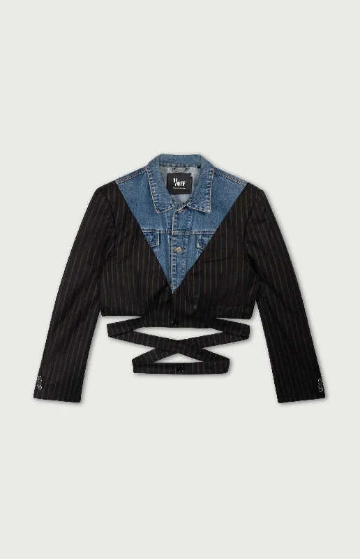 Blazer Cropped X Denim Feminine Women's Soft 