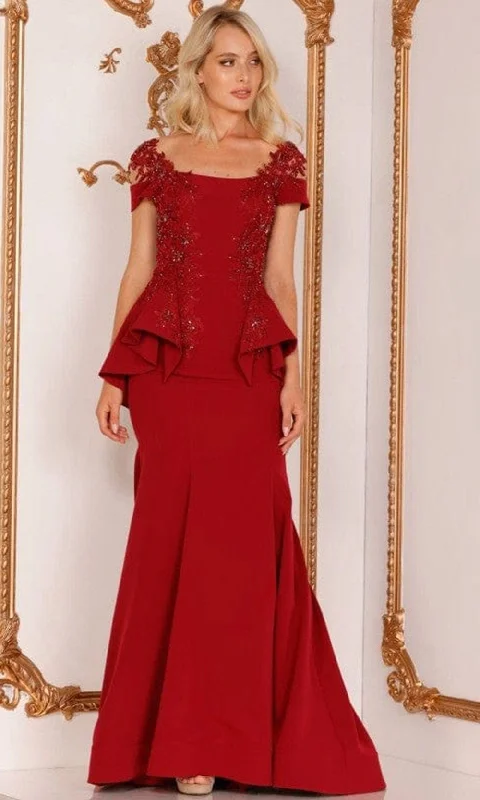 Terani Couture - 2111M5262 Short Sleeve Long Mother of the Bride Gown Artistic Women's Avant - 