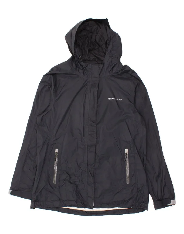 VINEYARD VINES Womens Hooded Rain Jacket UK 16 Large Black