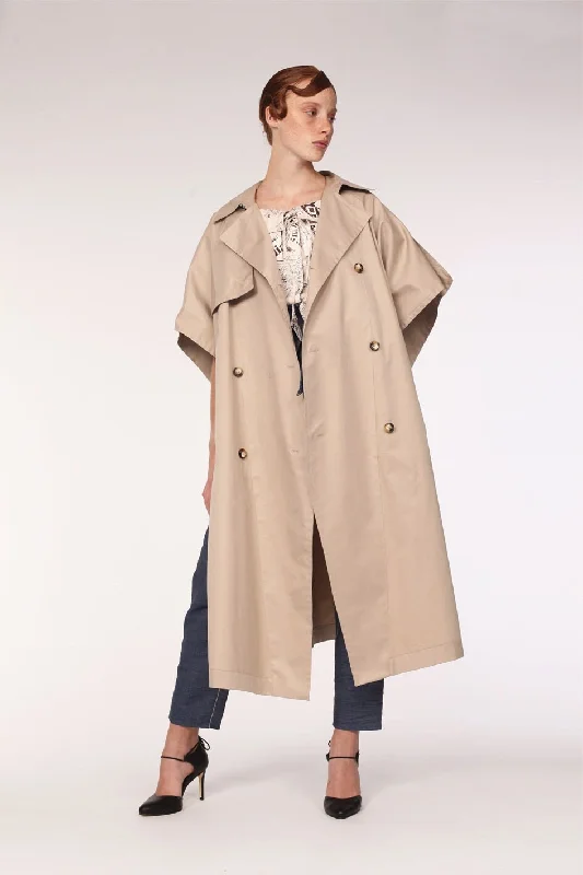 Water Proof Cotton Giabadine Trench Cape / Beige Youthful Women's Pop
