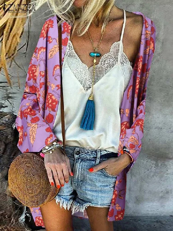 JuliaFashion - 2024 Women Floral printed Cardigan Bohemian Elegant Beach Blouse Sustainable Organic JuliaFashion - 2024 Women Floral printed Cardigan Bohemian Elegant Beach Blouse Sustainable Organic