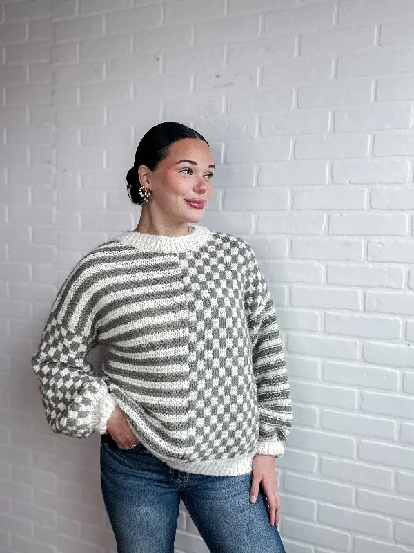 Stripe and Check Knit Sweater Refined Women's 