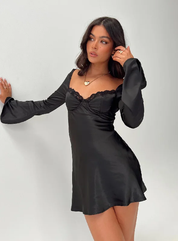 Moniz Long Sleeve Mini Dress Black Bold Women's Statement