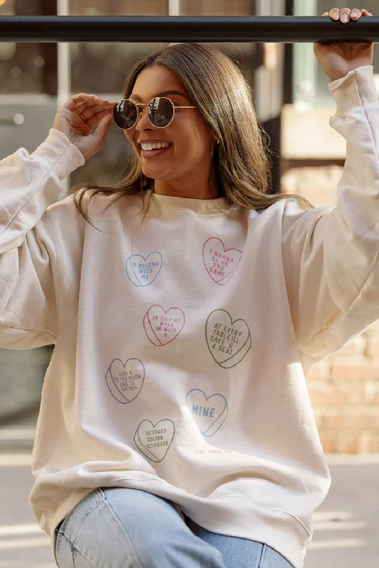 Conversational Hearts Sweatshirt in Ivory