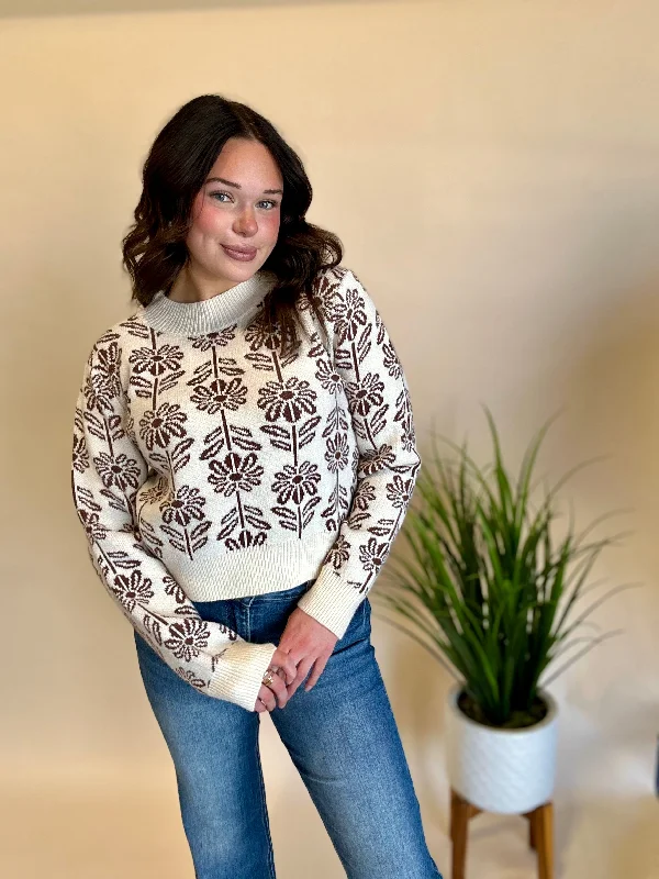 Chocolate Floral Sweater- Final Sale Refined Women's 