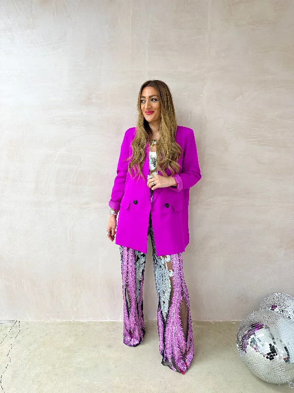 Slouch Basic Blazer In Cerise Laid - back Women's Vibe