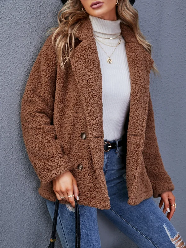 Casual Plain Double Button Long Sleeve Lapel Regular Women Coat Refined Women's Classic Casual Plain Double Button Long Sleeve Lapel Regular Women Coat Refined Women's Classic