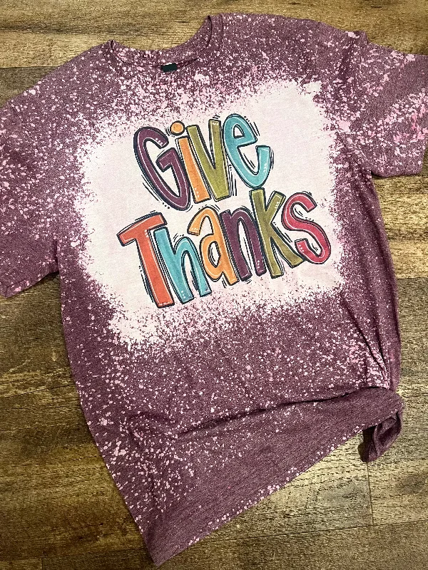 Give Thanks Bleached Tee Classic Women's Pin - striped
