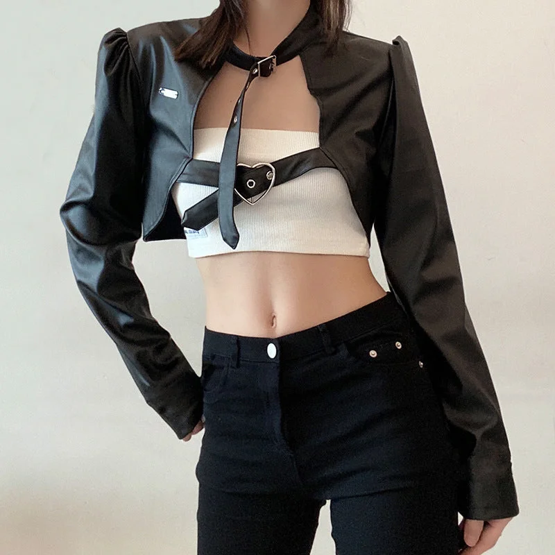 Street Biker Women's Short Leather Jacket Women