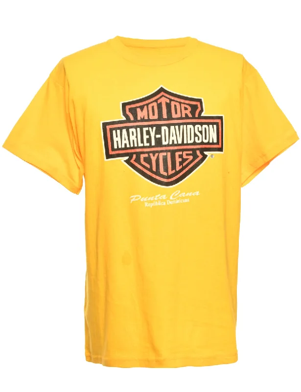 Harley Davidson Yellow Printed T-shirt - L Adventure