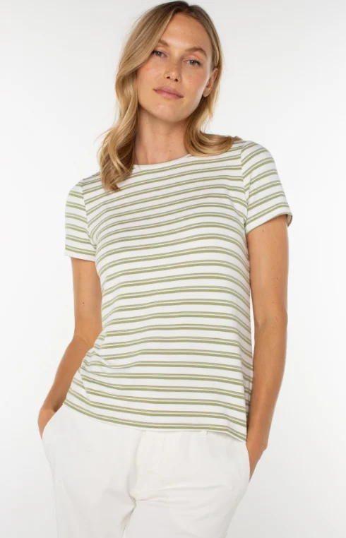 Short Sleeve Crewneck Knit Tee in Cream Refined Women's 