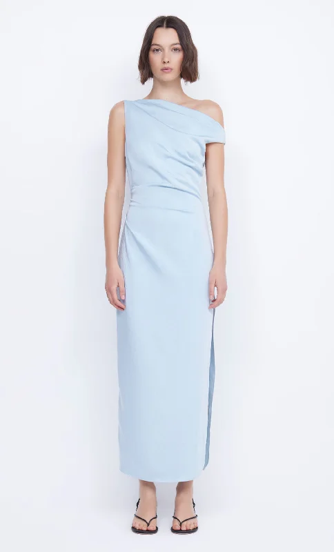 ROCHELLE ASYM MIDI DRESS - DOLPHIN BLUE Modern Women's 