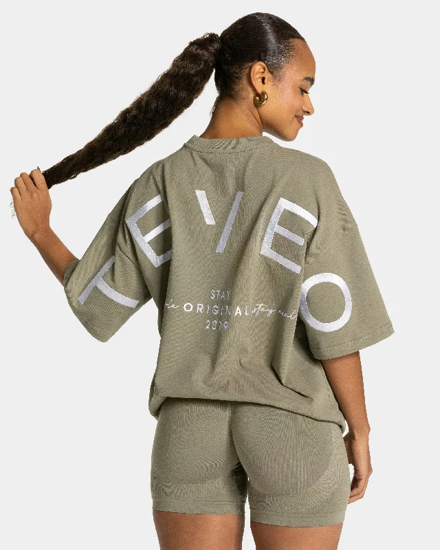 Signature Oversized T-Shirt "Khaki" Dynamic Women's High - energy