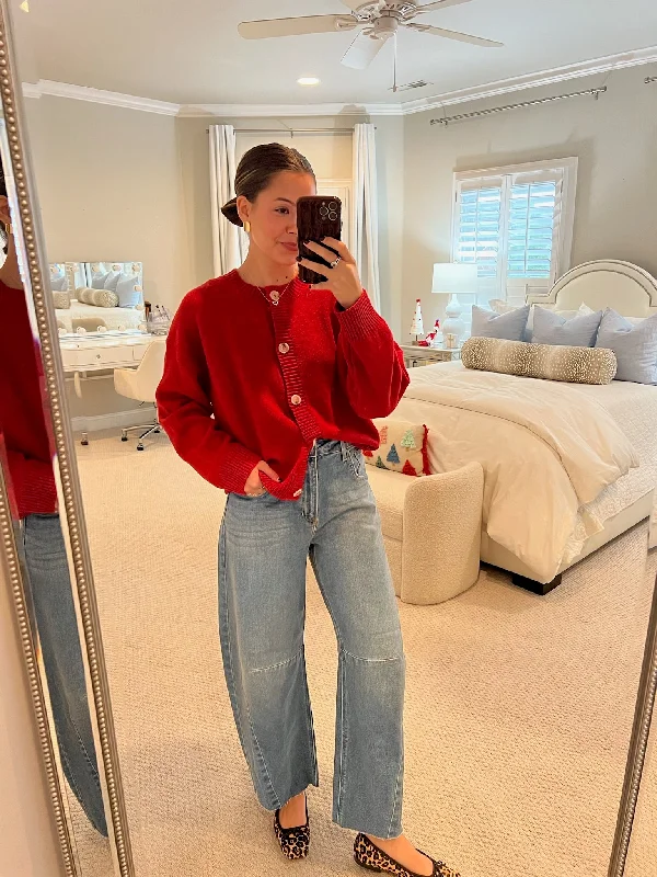 The Lucy Cardigan - Red Feminine Women's Soft 