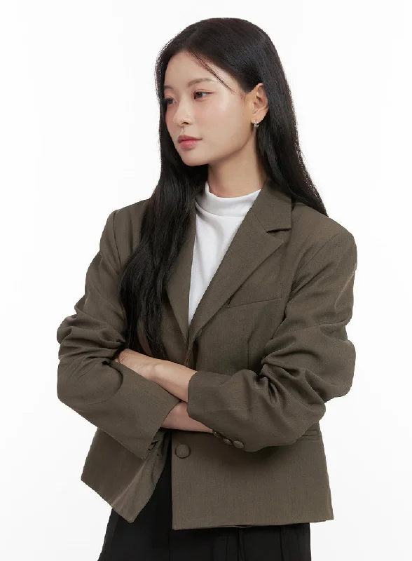 Buttoned Collar Short Blazer OS423 Hip Women's Urban