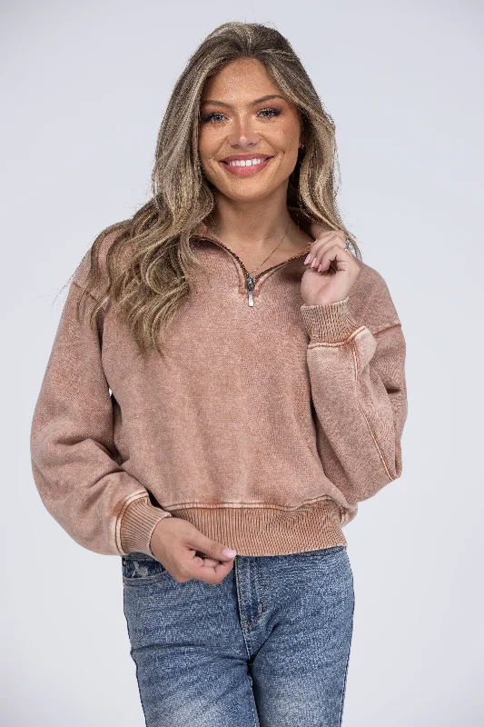 On the Way Women's Layering Ribbed Half Zip Pullover Elegant Women's Formal 