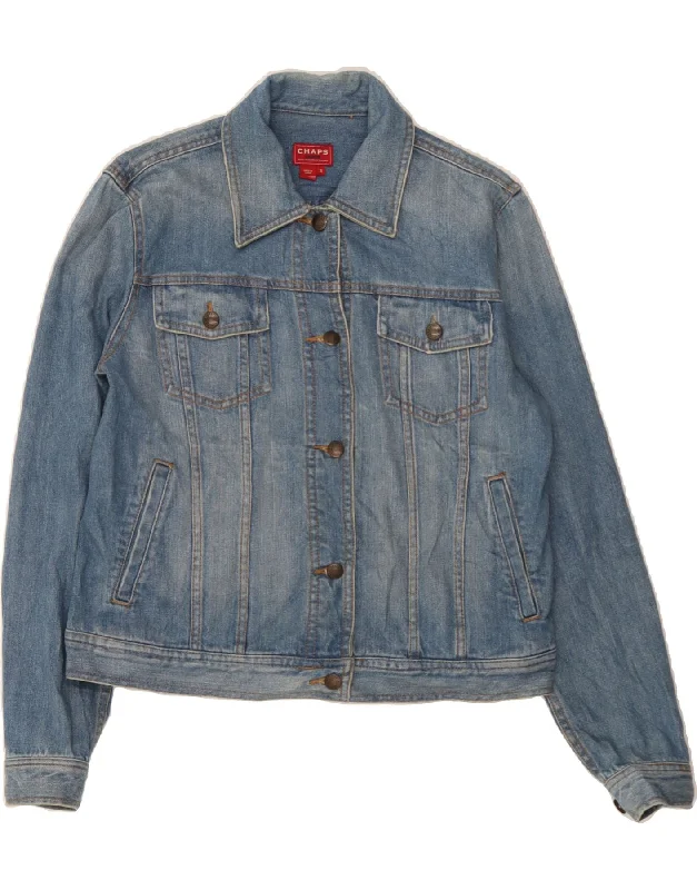 CHAPS Womens Oversized Denim Jacket UK 10 Small Blue Cotton Sustainable Organic