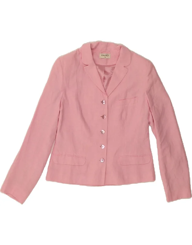 KALIKO Womens 5 Button Blazer Jacket UK 12 Medium  Pink Linen Sustainable Organic