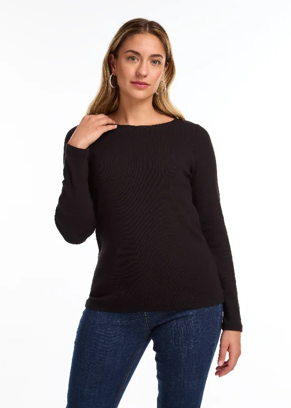 Long-Sleeve Boat Neck Top