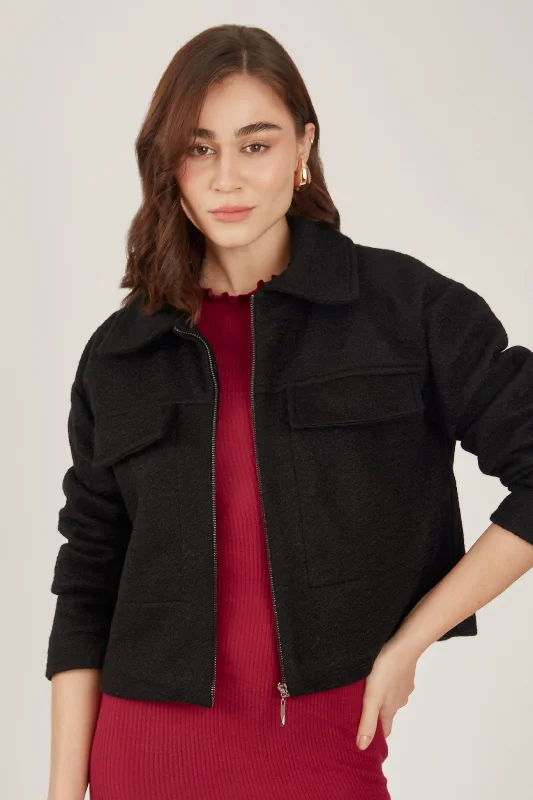 Abrigo corto carnero - Negro Sharp Women's Italian