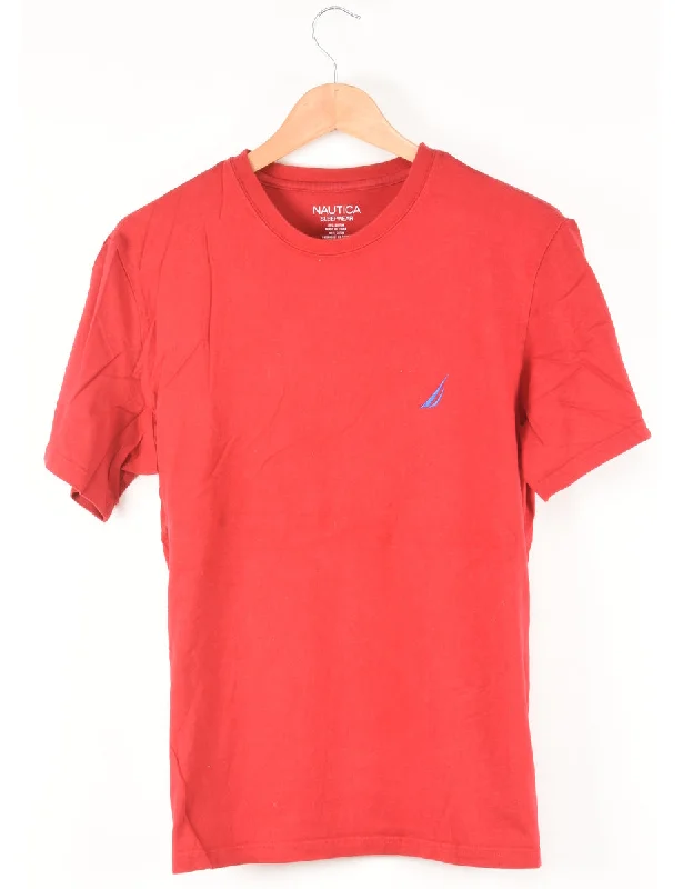 Nautica Plain Red T-shirt - M Laid - back Women's Style