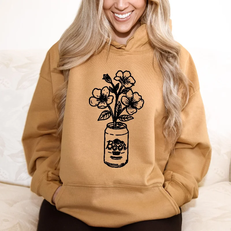 Floral Beer Can Gildan Crewneck or Hoodie Sweatshirt *UNISEX FIT*