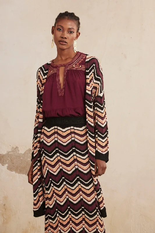 KNIT KIMONO WITH GEOMETRIC DESIGN Dynamic Women's High - energy