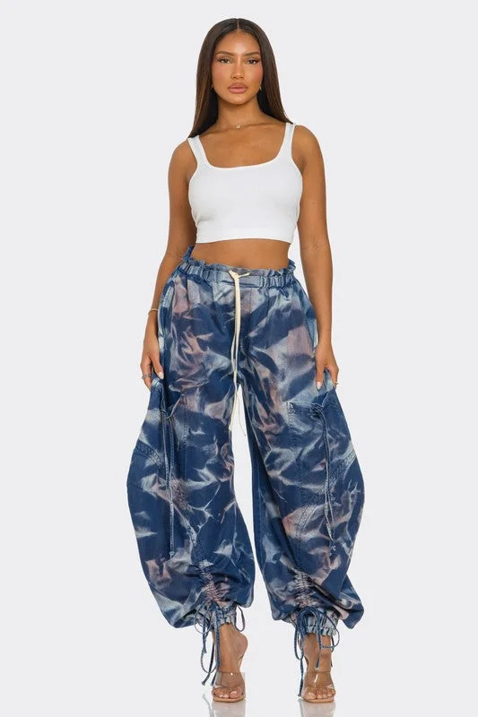 Drawstring Denim Cargo Pants Confident Women's High - fashion