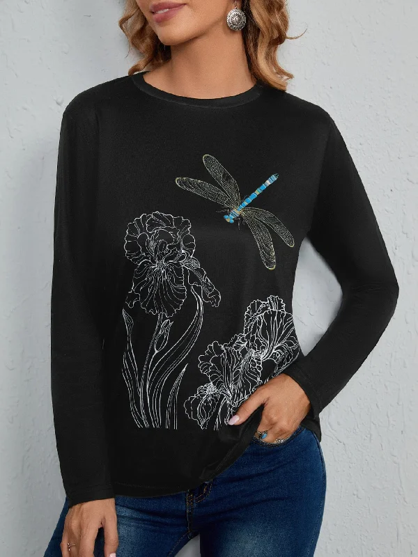 Casual Animal Long Sleeve Round Neck Regular Women T-Shirt