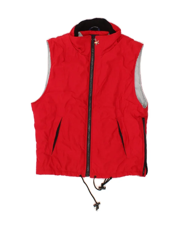 TOMMY HILFIGER Womens Padded Gilet UK 14 Medium Red Polyester