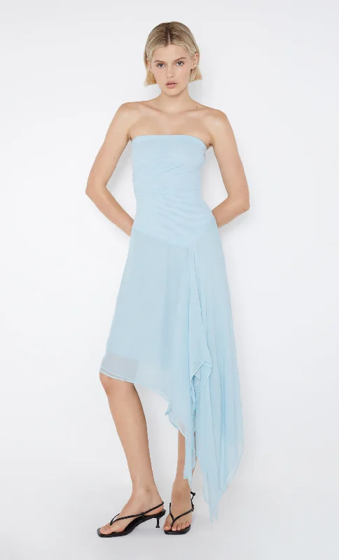 ELZETTE STRAPLESS MIDI DRESS - DOLPHIN BLUE French