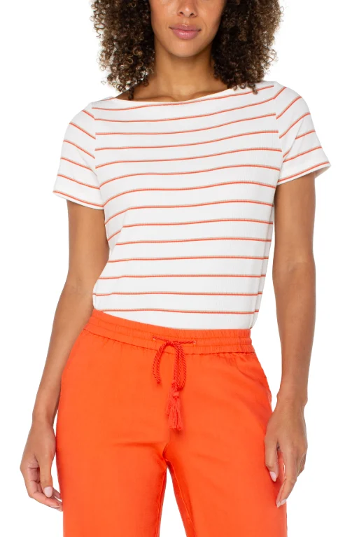 Short Sleeve Boatneck Knit Top Street