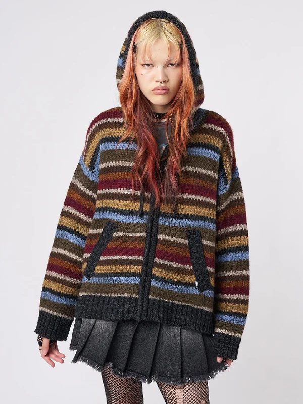 Jacky Oversized Knitted Zip-Up Hoodie Sophisticated Women's 