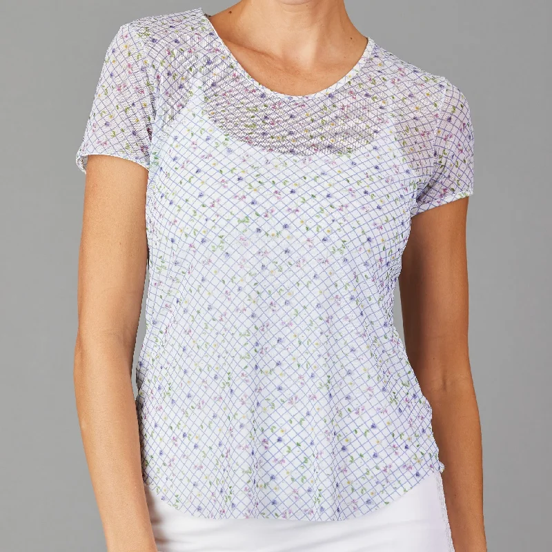 Notebook Mesh Layering Tee (floral print) Laid - back Women's Style