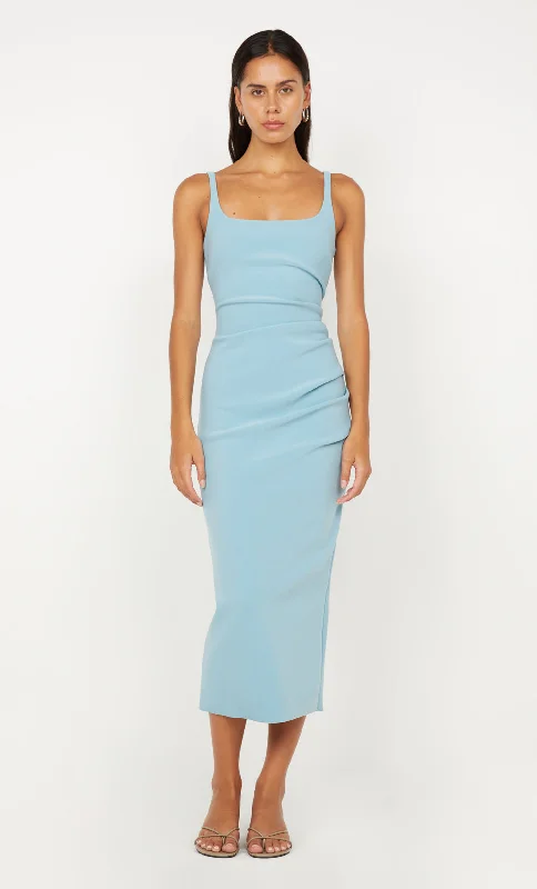 KARINA TUCK MIDI DRESS - SEA SPRAY European