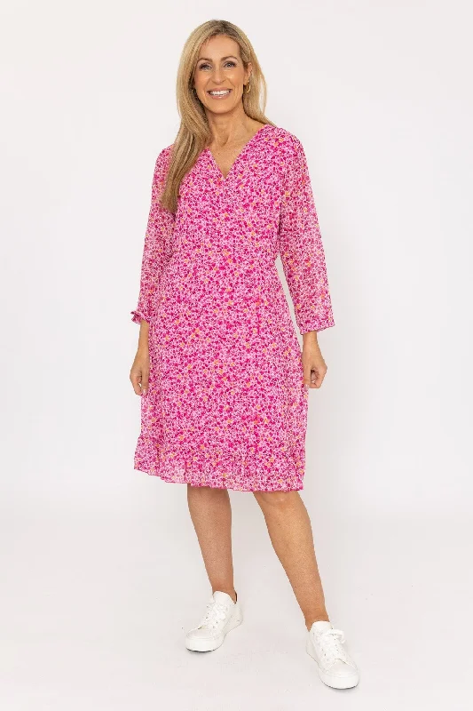 Roisin Knee Length Dress in Pink