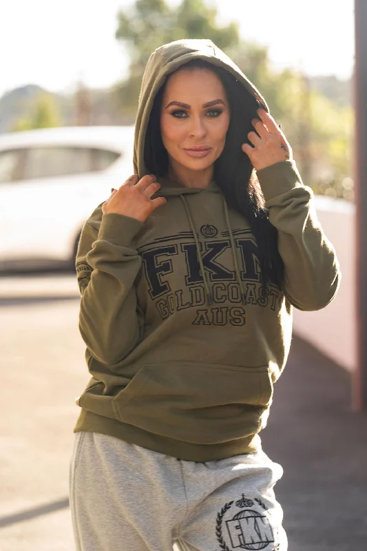 Varsity| Women's Premium Gym Hoodie | Khaki Athletic Women's 