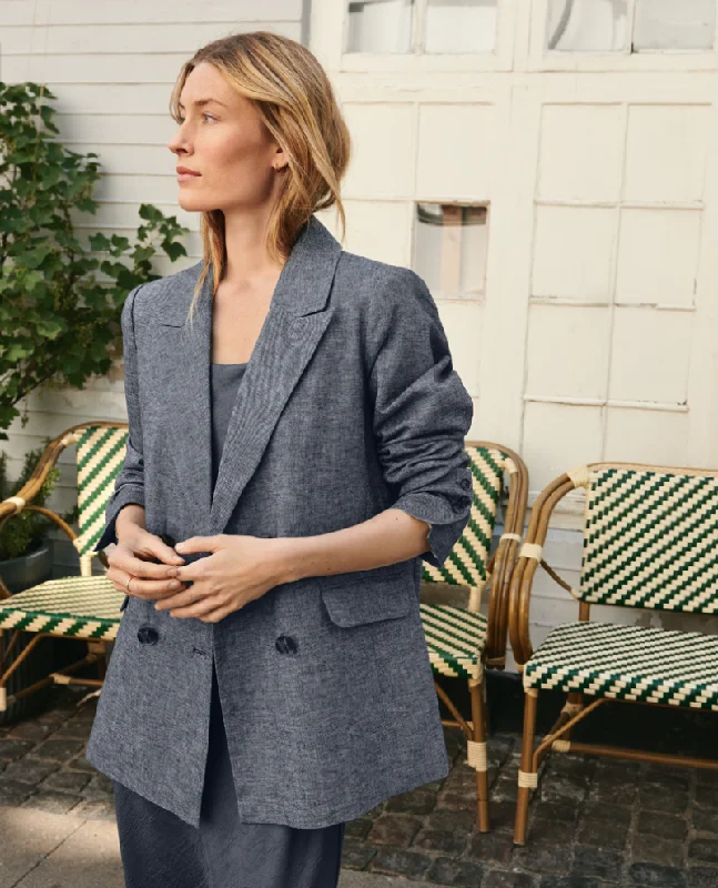 Part Two Sine Blue Chambray Blazer Gym