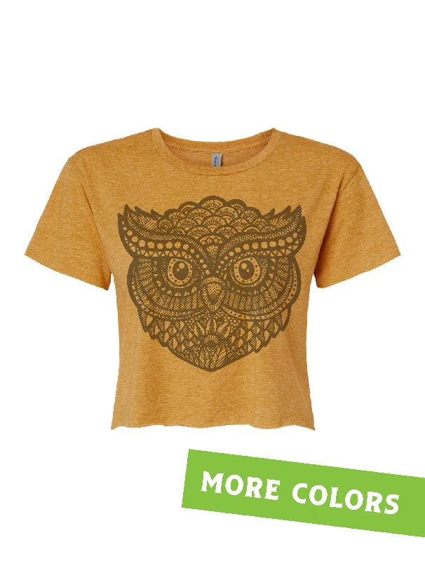 Zentangle Owl · Cropped T-Shirt · Tonal Contemporary 