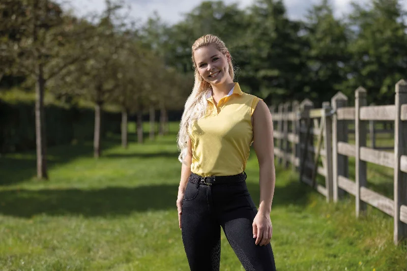 HKM Polo Classico Sans Manche Jaune Sophisticated Women's Tailored