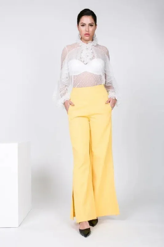 Side Slit Detail Wide Leg Pants Earthy Women's 