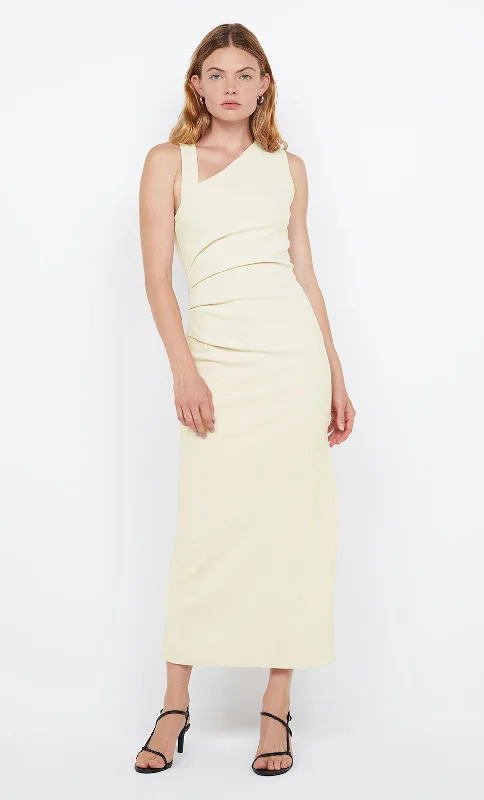 LETTY MIDI DRESS - LEMON Monochromatic Office Style