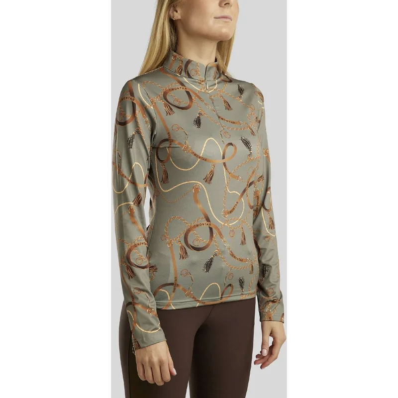 Montar Polo Haily Bridle Print Longues Manches Dusty Green British Gentlewoman Style