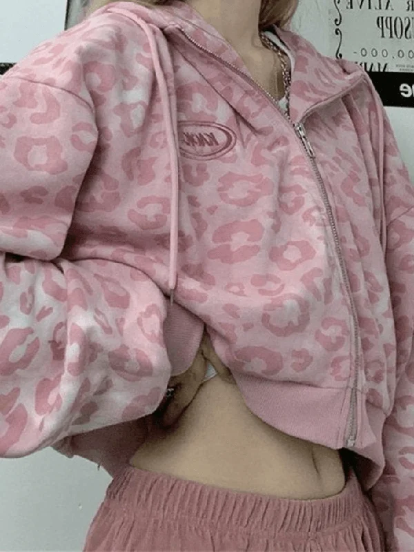 Leopard Print Crop Hoodie Australian Beach