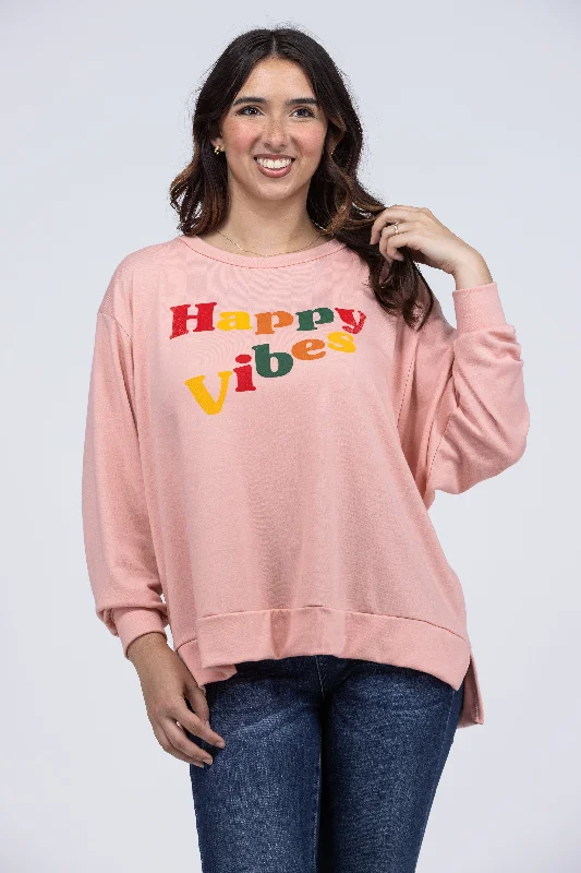 Happy Vibes Graphic Women's Long Sleeve Top